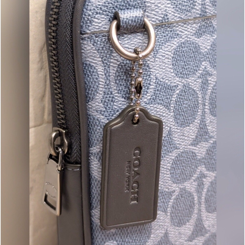 Coach Aden Crossbody Bag NWT Signature Canvas Blue Jacquard Leather Trim - Picture 4 of 13